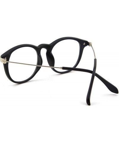 Oval Fashion Horn Rimmed Keyhole Metal Temple UV400 Clear Lens Glasses - Matte Black - CD12799FYZR $12.14