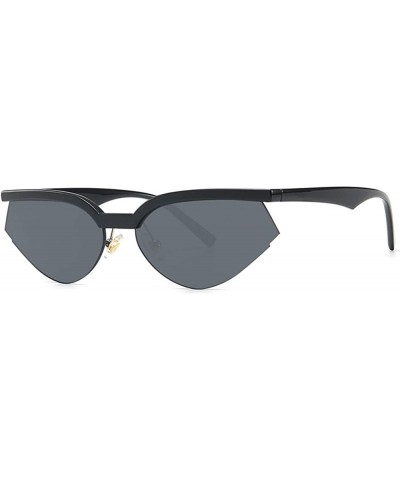 Oval 2019 Fashion Half Frame Sunglasses for Women New Brand Design Sun Glasses UV400 with Box - Black - CK18TZIQUHR $26.46