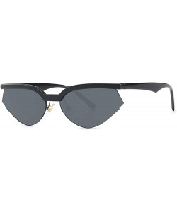 Oval 2019 Fashion Half Frame Sunglasses for Women New Brand Design Sun Glasses UV400 with Box - Black - CK18TZIQUHR $10.34