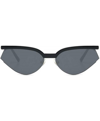 Oval 2019 Fashion Half Frame Sunglasses for Women New Brand Design Sun Glasses UV400 with Box - Black - CK18TZIQUHR $10.34