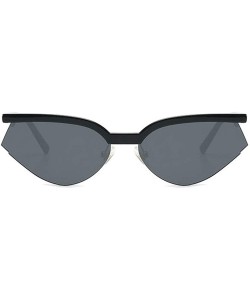 Oval 2019 Fashion Half Frame Sunglasses for Women New Brand Design Sun Glasses UV400 with Box - Black - CK18TZIQUHR $10.34
