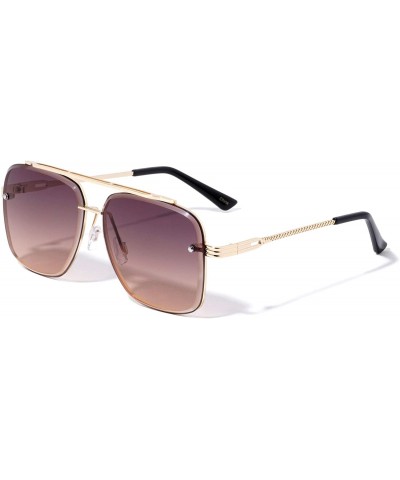 Aviator Square Aviator Diamond Edge Cut Lens Sunglasses - Brown Gold - CC196XH0Z4Y $14.83