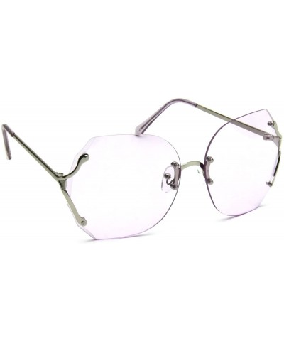 Rimless Oversized Rimless Sunglasses Beveled Colored Lens Metal Arms - Purple - CP18EUA32YL $24.29