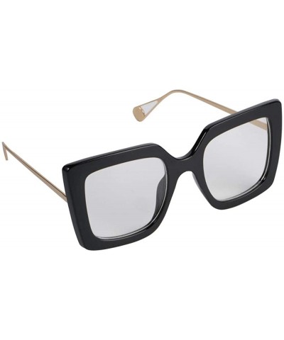 Square Image Lasbs Women's Oversize Designer Square Sunglasses IL1038 - Black/ Clear - CB18YADWA4R $12.31