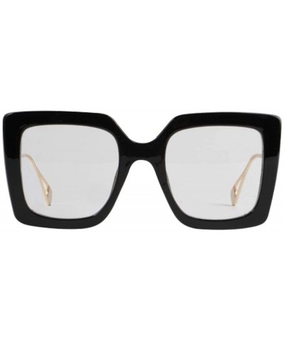Square Image Lasbs Women's Oversize Designer Square Sunglasses IL1038 - Black/ Clear - CB18YADWA4R $12.31