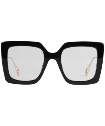 Square Image Lasbs Women's Oversize Designer Square Sunglasses IL1038 - Black/ Clear - CB18YADWA4R $12.31