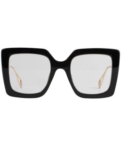 Square Image Lasbs Women's Oversize Designer Square Sunglasses IL1038 - Black/ Clear - CB18YADWA4R $12.31