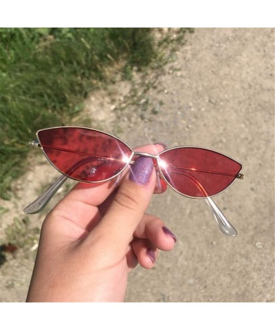 Round Women Cat Eye Sunglasses Cute Sexy Er Glasses Summer Retro Small Frame Black Red Cateye Sun - Pink - C3199CCE4I9 $20.25