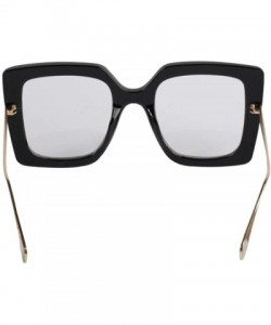 Square Image Lasbs Women's Oversize Designer Square Sunglasses IL1038 - Black/ Clear - CB18YADWA4R $12.31