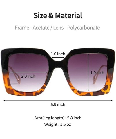 Square Image Lasbs Women's Oversize Designer Square Sunglasses IL1038 - Black/ Clear - CB18YADWA4R $12.31