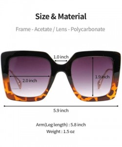 Square Image Lasbs Women's Oversize Designer Square Sunglasses IL1038 - Black/ Clear - CB18YADWA4R $12.31