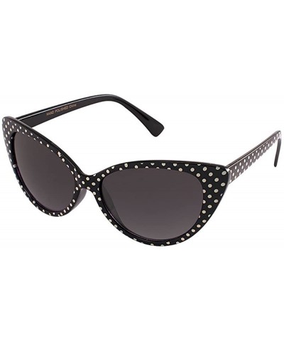 Wayfarer Women Mod Chic Super Cat Eye Sunglasses Vintage Fashion - Polka Dot Black/White - CA12NA526JV $7.44