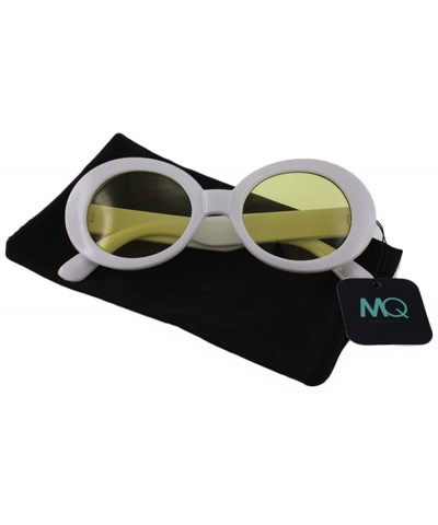 Oval Kurt - Celebrity Inspired Oval Sunglasses - Whiteyellow - C918S9HEXKH $14.70