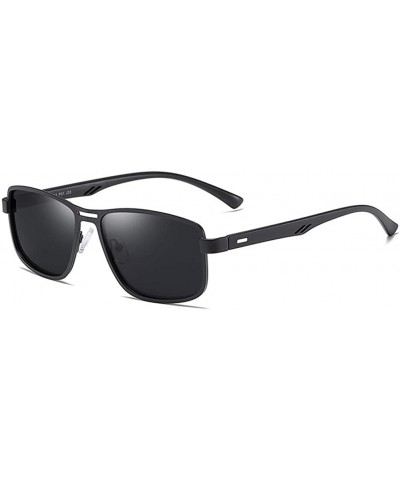 Square Vintage Sunglasses for Men Rectangle Sun Glasses Polarized UV400 - Black - C9196U66K96 $8.57