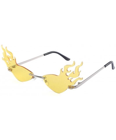 Rimless Fire Flame Rimless Sunglasses Fashion Women Cat Eye Sunglass Lady Luxury Sun Glasses UV400 Shades glasses - 4 - CJ198...