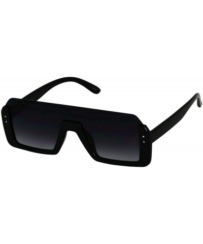 Shield Retro Shield Rectangular Lens Upside Down Half Rim Sunglasses for Women and Men - Black and Black/Yellow - CV18R4KZLE8...