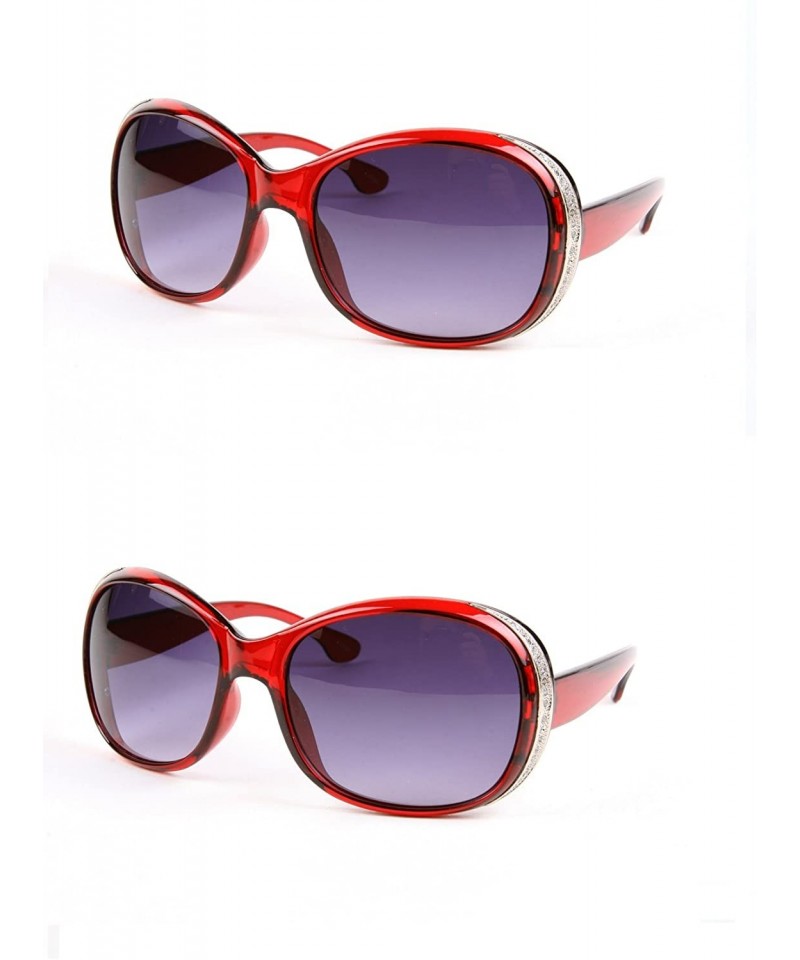 Round Women Designer Round Sunglasses P3013 - Wine/Smoke Gradient Lens & Wine/Smoke Gradient Lens - CP11AHKXGWN $22.52