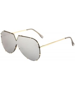 Oversized Rimless Oversized Shield One Piece Floating Lens Sunglasses - Gold Frame - CR180ZXSZT0 $14.56