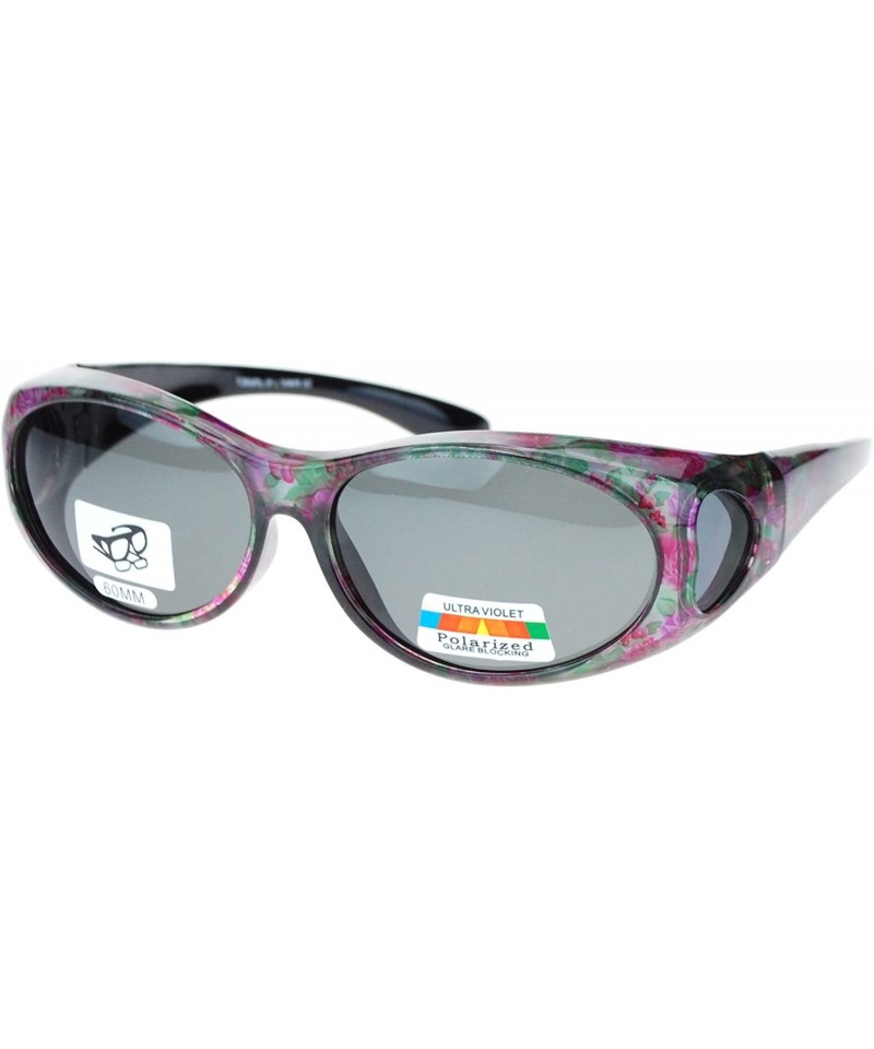 Oval Polarized Lens Sunglasses Womens Fit Over Glasses for Small Oval Frame - Floral Print - CV1889YXQ3Y $26.68
