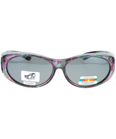 Oval Polarized Lens Sunglasses Womens Fit Over Glasses for Small Oval Frame - Floral Print - CV1889YXQ3Y $26.68