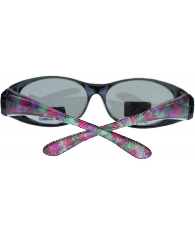 Oval Polarized Lens Sunglasses Womens Fit Over Glasses for Small Oval Frame - Floral Print - CV1889YXQ3Y $9.51