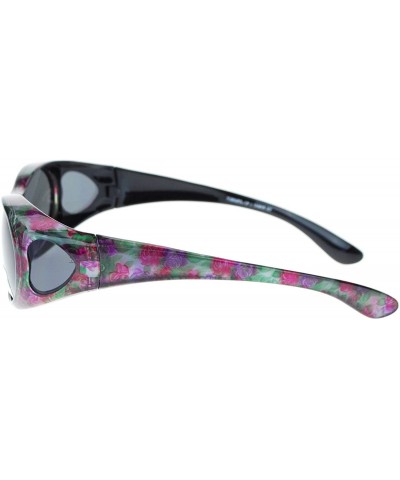 Oval Polarized Lens Sunglasses Womens Fit Over Glasses for Small Oval Frame - Floral Print - CV1889YXQ3Y $26.68