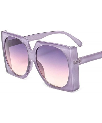Square Oversized Sunglasses Transparent Vintage Windproof - Gray&pink - C418NY5AZ64 $13.97