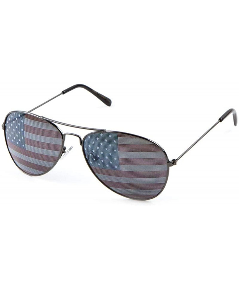 Aviator USA Flag Classic Aviator Sunglasses - Gunmetal - CJ199O7T9EC $13.56