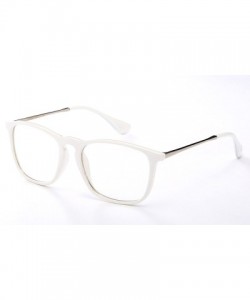 Square Newbee Fashion Classic Unisex Keyhole Fashion Clear Lens Eye Glasses & Sunglasses with Flash Lens - White/Silver - C21...