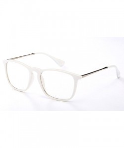 Square Newbee Fashion Classic Unisex Keyhole Fashion Clear Lens Eye Glasses & Sunglasses with Flash Lens - White/Silver - C21...