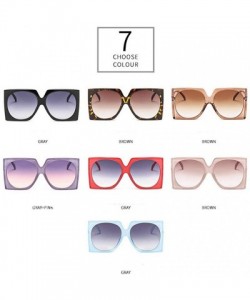 Square Oversized Sunglasses Transparent Vintage Windproof - Gray&pink - C418NY5AZ64 $13.97