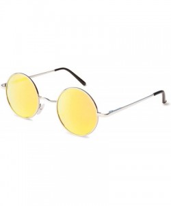 Round John Lennon Retro Round Polarized Hippie Sunglasses Small Circle Steampunk Sun Glasses - Silver Frame/Yellow Lens - CS1...