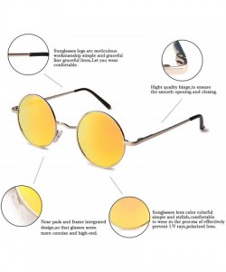 Round John Lennon Retro Round Polarized Hippie Sunglasses Small Circle Steampunk Sun Glasses - Silver Frame/Yellow Lens - CS1...