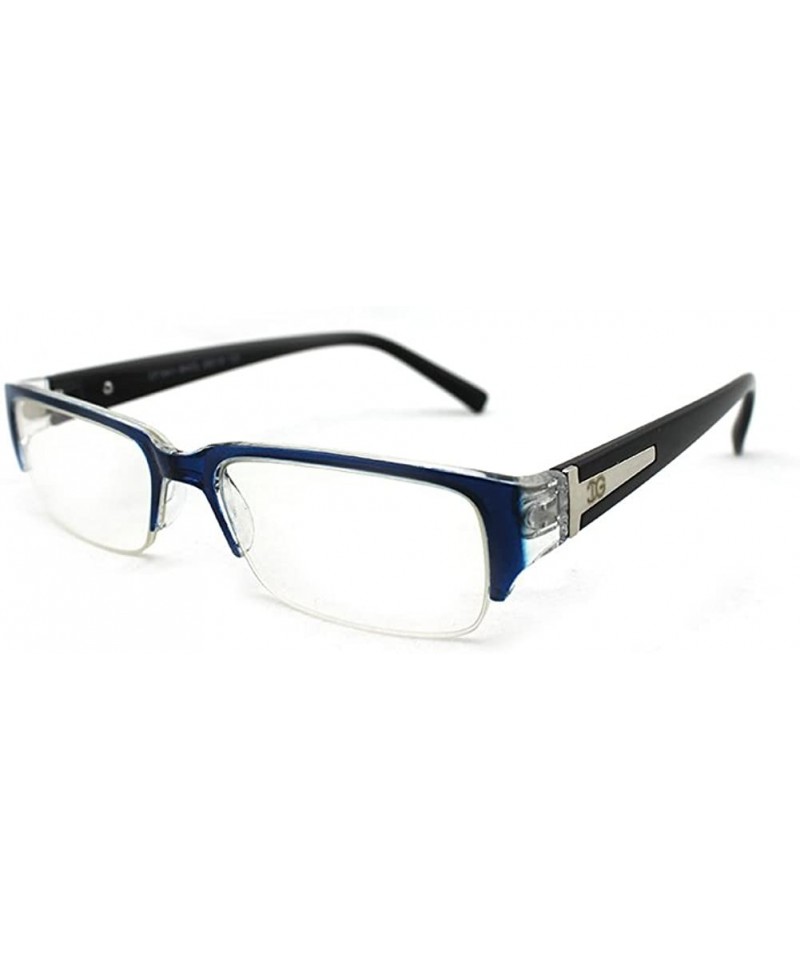 Oversized Unisex Clear Lens Sleek Half Frame Slim Temple Fashion Glasses - 1841 Blue/Clear - C911T1619YH $21.75