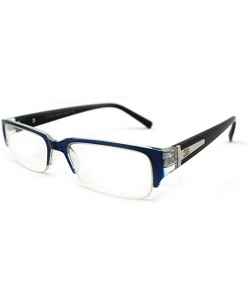 Oversized Unisex Clear Lens Sleek Half Frame Slim Temple Fashion Glasses - 1841 Blue/Clear - C911T1619YH $21.75