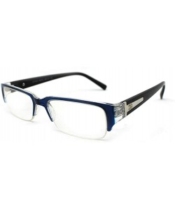 Oversized Unisex Clear Lens Sleek Half Frame Slim Temple Fashion Glasses - 1841 Blue/Clear - C911T1619YH $8.03