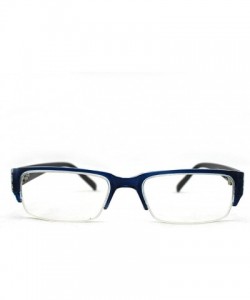 Oversized Unisex Clear Lens Sleek Half Frame Slim Temple Fashion Glasses - 1841 Blue/Clear - C911T1619YH $21.75