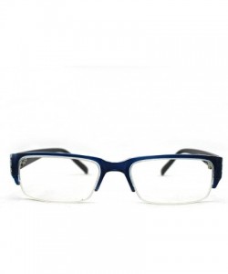 Oversized Unisex Clear Lens Sleek Half Frame Slim Temple Fashion Glasses - 1841 Blue/Clear - C911T1619YH $8.03