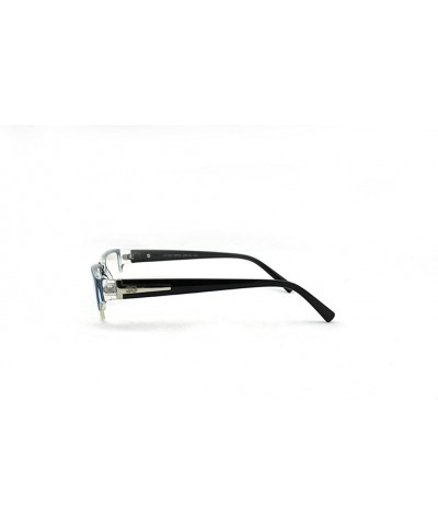 Oversized Unisex Clear Lens Sleek Half Frame Slim Temple Fashion Glasses - 1841 Blue/Clear - C911T1619YH $21.75