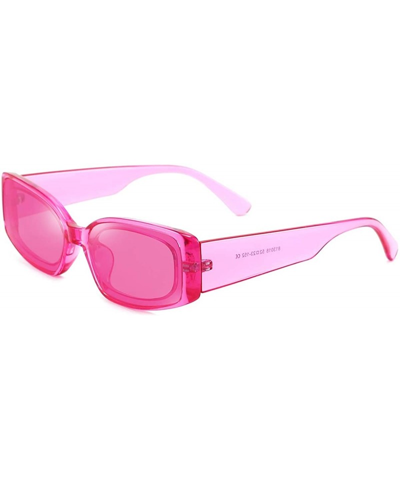 Rectangular Rectangle Sunglasses for Women Retro Fashion Sunglasses UV 400 Protection Square Frame Eyewear - Transparent Pink...