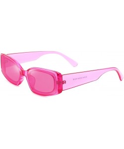 Rectangular Rectangle Sunglasses for Women Retro Fashion Sunglasses UV 400 Protection Square Frame Eyewear - Transparent Pink...