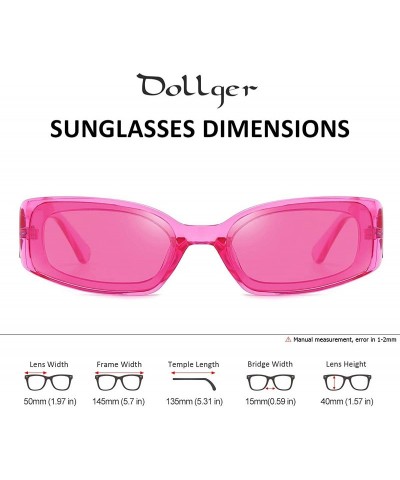 Rectangular Rectangle Sunglasses for Women Retro Fashion Sunglasses UV 400 Protection Square Frame Eyewear - Transparent Pink...