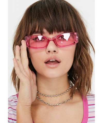 Rectangular Rectangle Sunglasses for Women Retro Fashion Sunglasses UV 400 Protection Square Frame Eyewear - Transparent Pink...