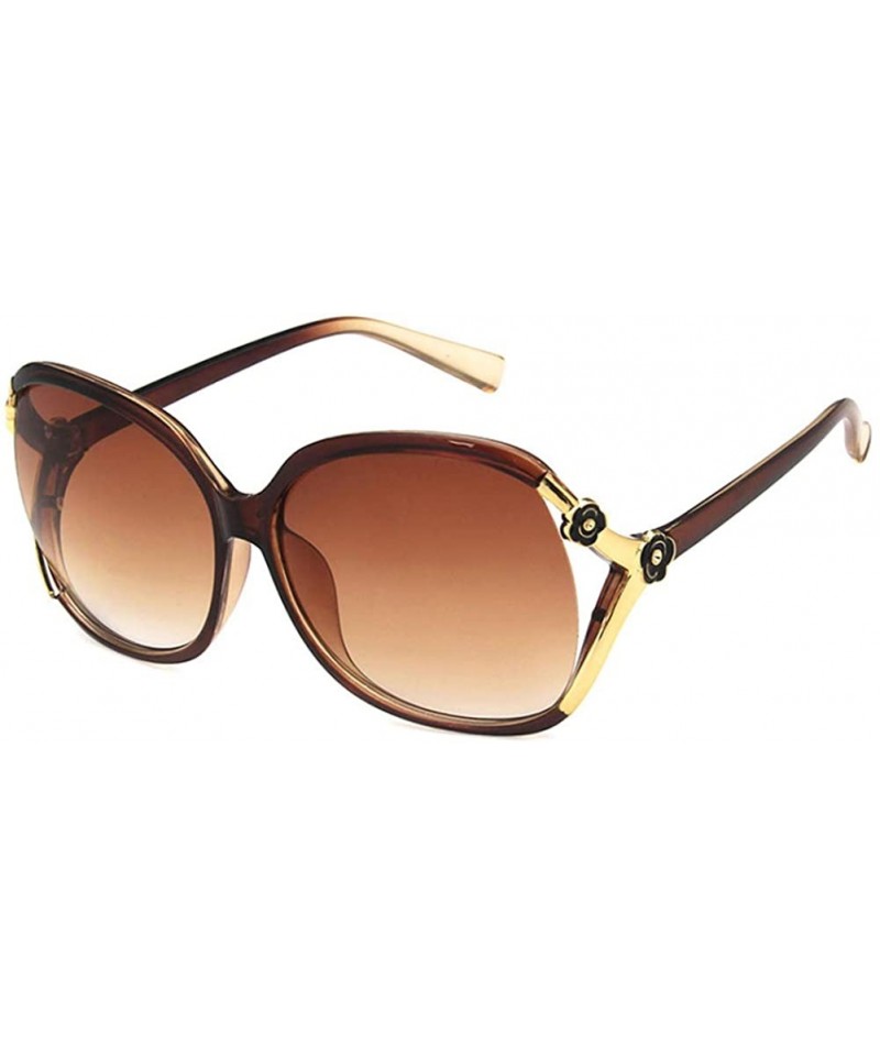 Oval Women Sunglasses Retro Black Drive Holiday Oval Non-Polarized UV400 - Brown - CS18RLUAG7L $10.61