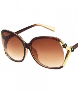 Oval Women Sunglasses Retro Black Drive Holiday Oval Non-Polarized UV400 - Brown - CS18RLUAG7L $10.61