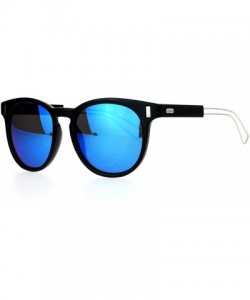 Wayfarer Retro Keyhole Horn Rim Mirrored Mirror Lens Mens Sunglasses - Black Light Blue - CY12EPTI0GT $11.56
