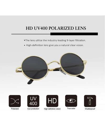 Oval Classic Semi Rimless Half Frame Polarized Sunglasses for Men Women UV400 - 4 L Gold Frame/Grey Lens - CR18N9HRZ78 $14.30