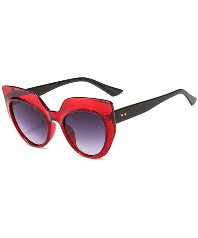 Square 2019 new cat glasses trend ladies retro brand designer square sunglasses UV400 - Red - CP18T7N0YA2 $16.31