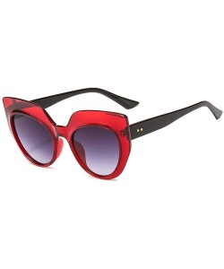 Square 2019 new cat glasses trend ladies retro brand designer square sunglasses UV400 - Red - CP18T7N0YA2 $16.31