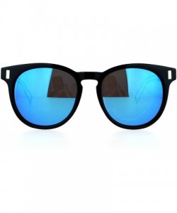 Wayfarer Retro Keyhole Horn Rim Mirrored Mirror Lens Mens Sunglasses - Black Light Blue - CY12EPTI0GT $11.56